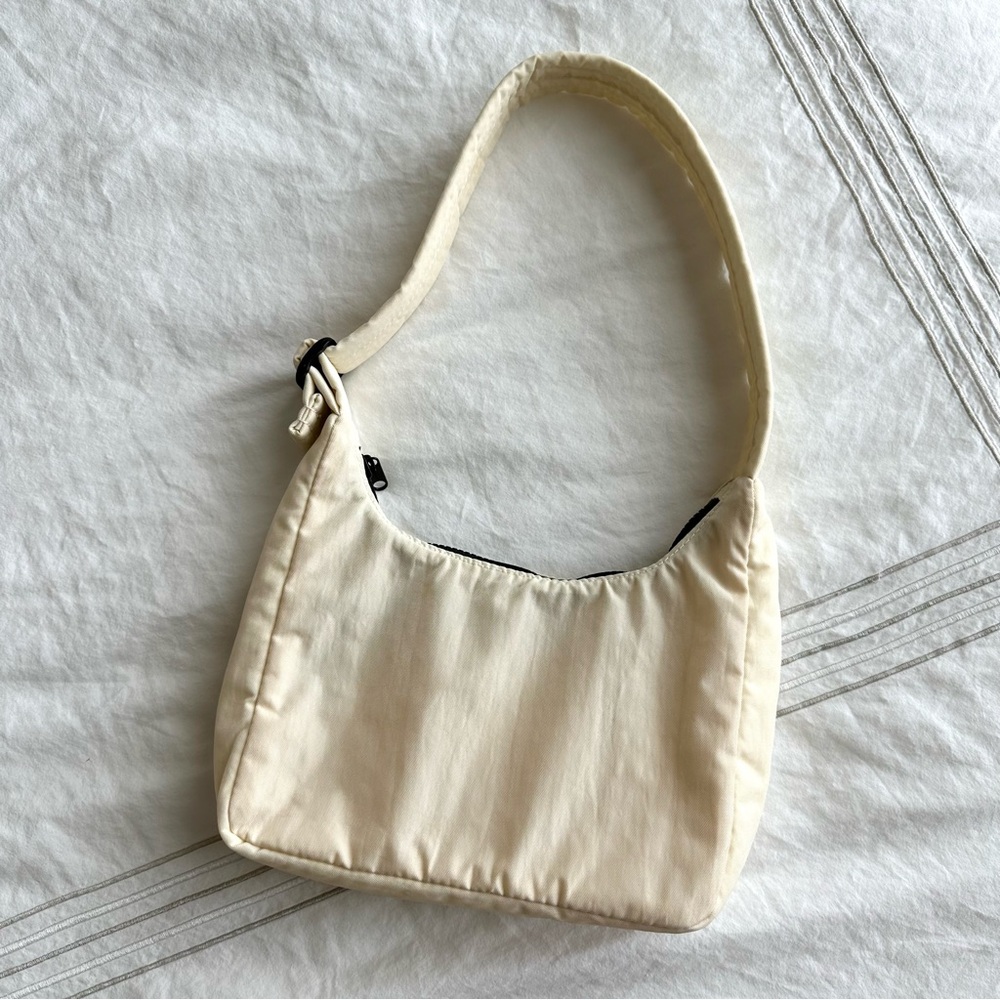 BAGGU Mini Nylon Shoulder Bag in Ivory